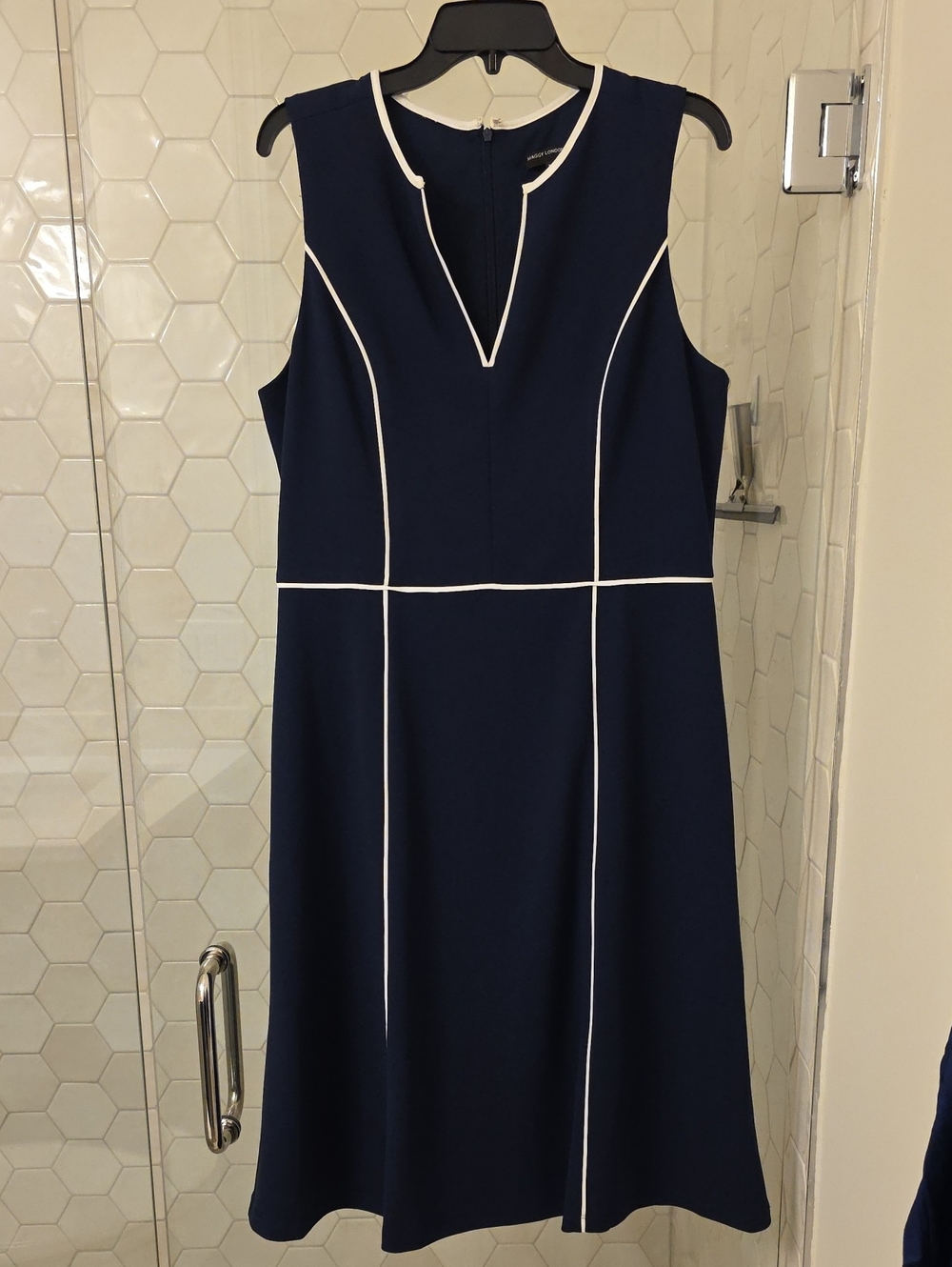 Maggy London Navy Dress with White Trim